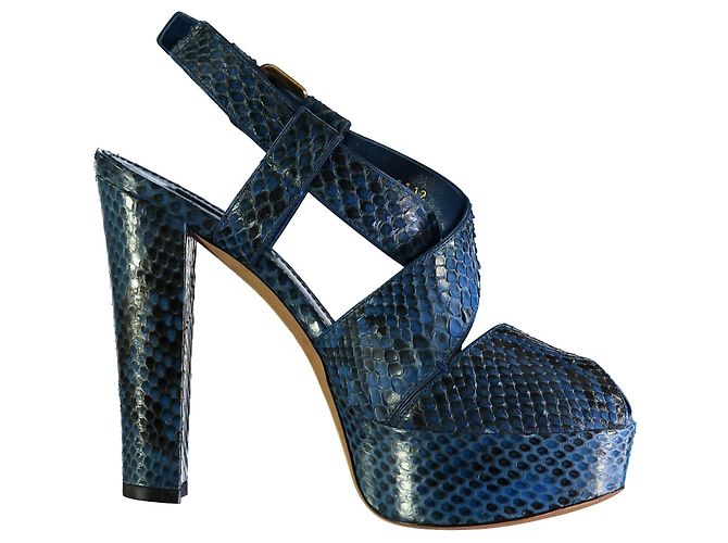 Escarpins Plateforme Pour La Victoire Irina - Peau De Serpent Noir, Taille 38.5, Occasion