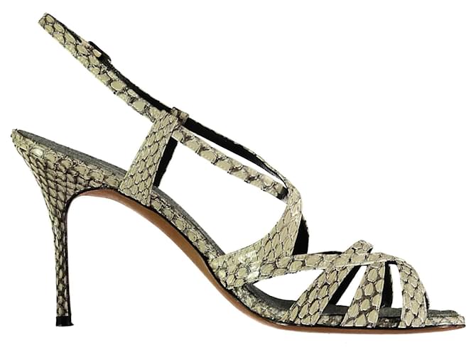 Manolo Blahnik Snakeskin Strappy Heel Sandals Python print