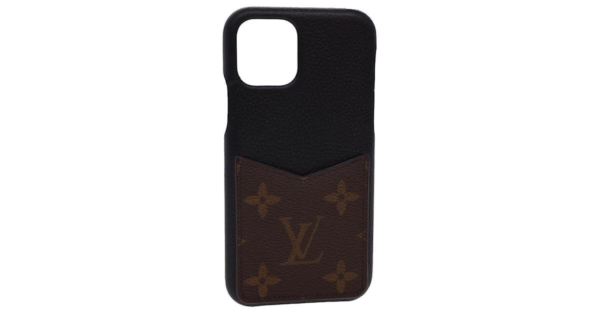 Louis Vuitton Monogram iPhone 14 Pro Bumper iPhone Case Leather Black New