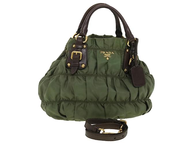 Prada Hand Bag Nylon 2way Khaki Auth 40327 ref.891346 - Joli