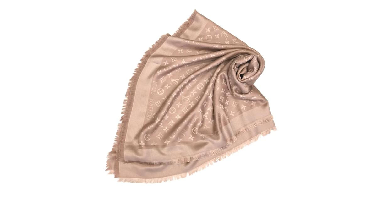 NEW LOUIS VUITTON SCARFS SCIALLE MONOGRAM CLASSIC M76875 SILK PINK