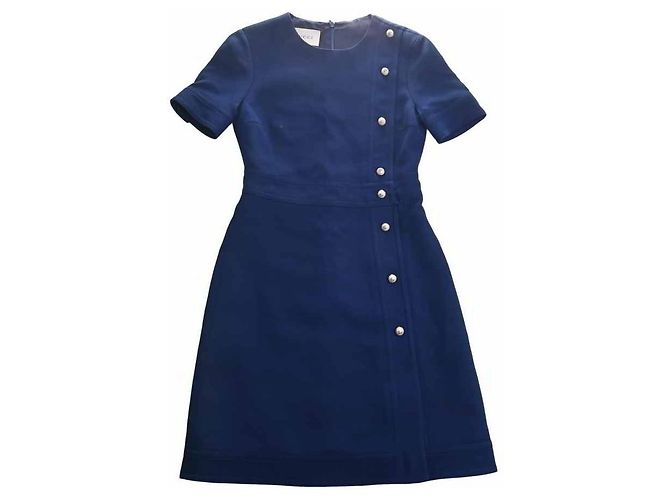 jean paul gaultier dress blue Trompe L'oeil High Neck Long Sleeve Size:40C Strappy Curved High Neck Button Front Long Tank Hawaiian Dresses This piece showcases an