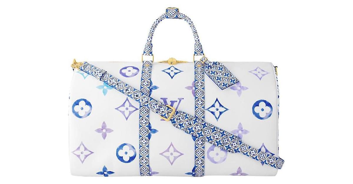 Keepall cloth travel bag Louis Vuitton Blue in Cloth - 15586736