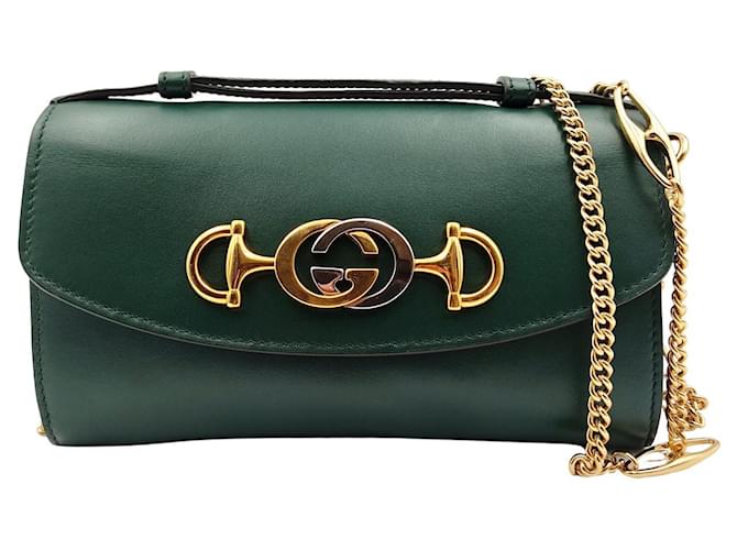 Gucci Zumi shoulder bag in green leather ref.894281 - Joli