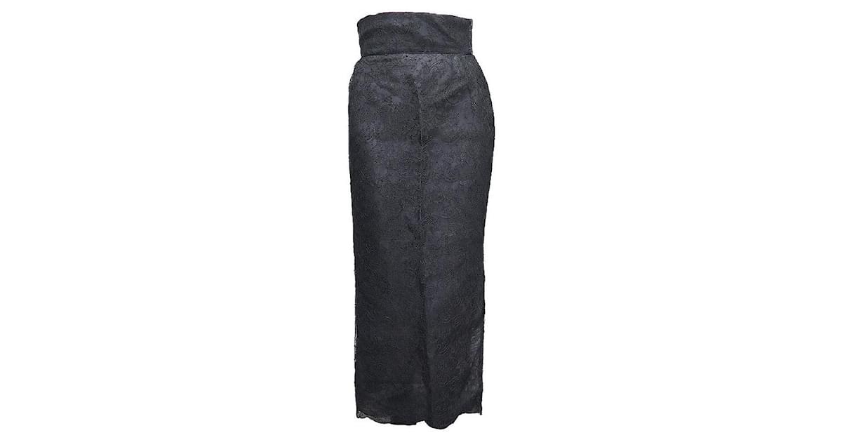 VINTAGE CHANEL LONG SKIRT IN SYNTHETIC LACE 22230 black 34 XS SKIRT  ref.894598 - Joli Closet