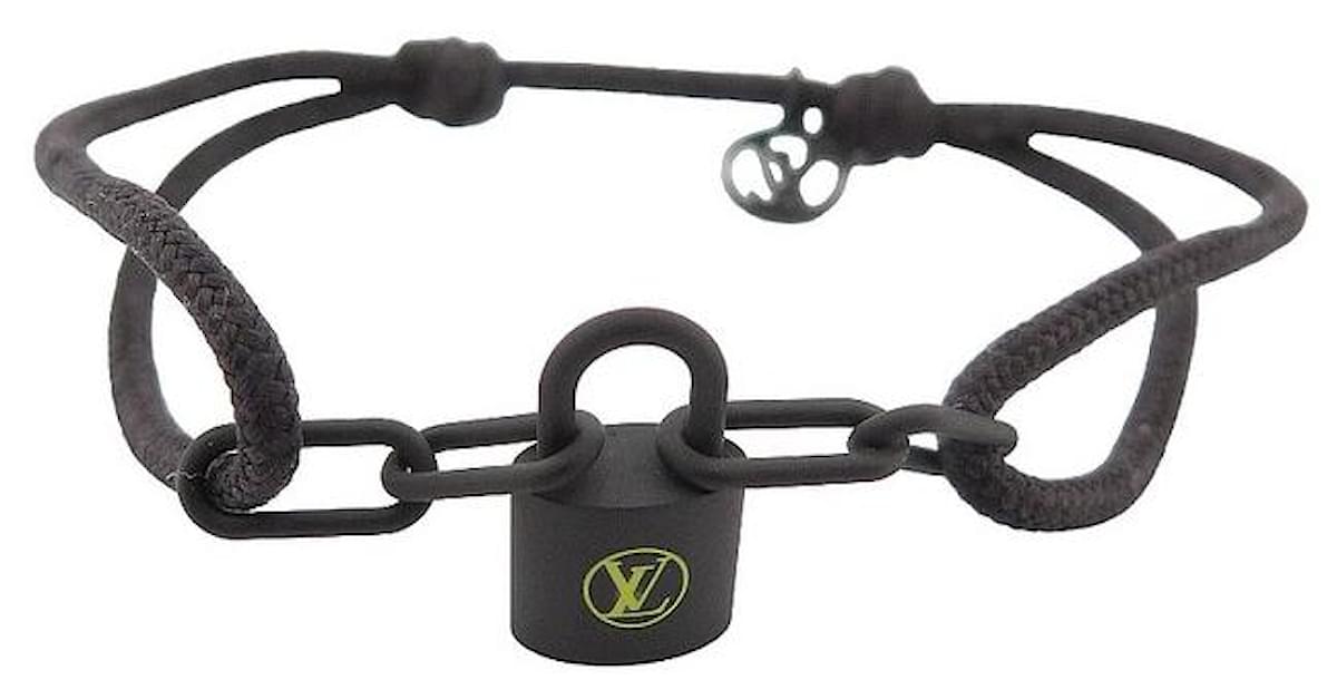 Shop Louis Vuitton Silver Lockit X Virgil Abloh Bracelet, Black Titanium  (Q05268, Q05270) by naganon