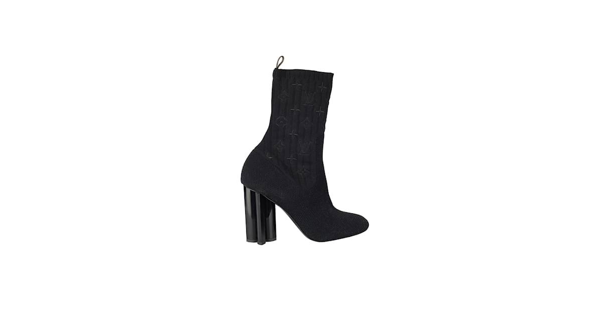 Louis Vuitton Monogram Stretch Fabric Silhouette Ankle Boots Black