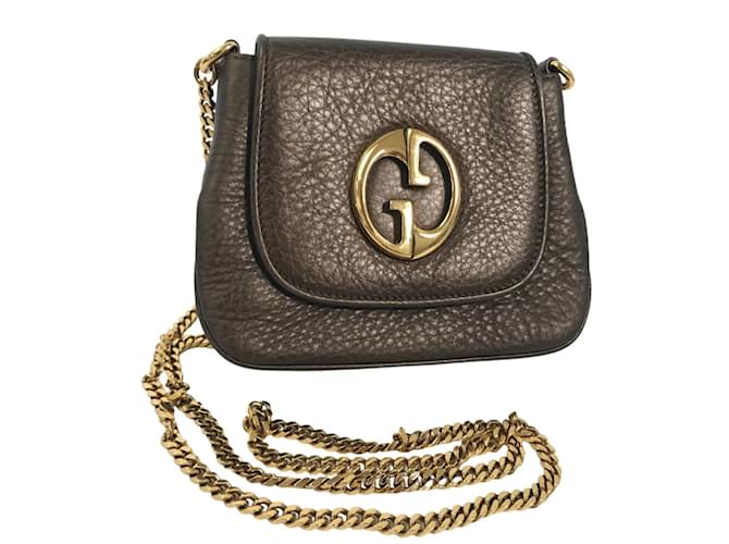 Gucci 1973 Chain Shoulder Bag 251821 Brown Leather Pony