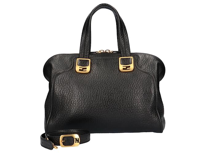 バッグ FENDI chameleon handbag leather black Fendi // Black & Gold Chameleon Leather Bag – VSP Consignment