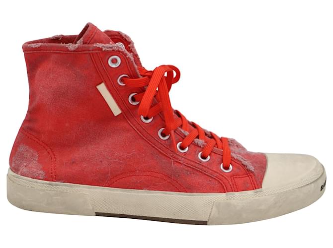 Balenciaga Paris High Top Sneakers in Red Canvas Cloth ref.898847