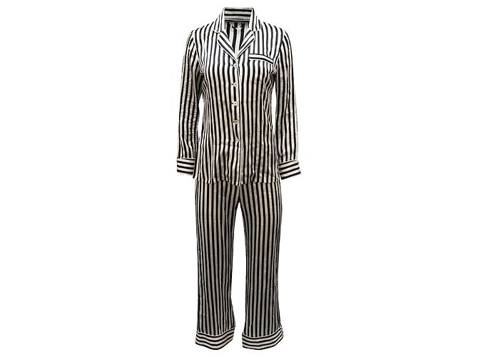 Pyjama De Luxe Olivia Von Halle - Ensemble Chemise Et Pantalon Motif Pivoine - Lin Et Soie - Taille S