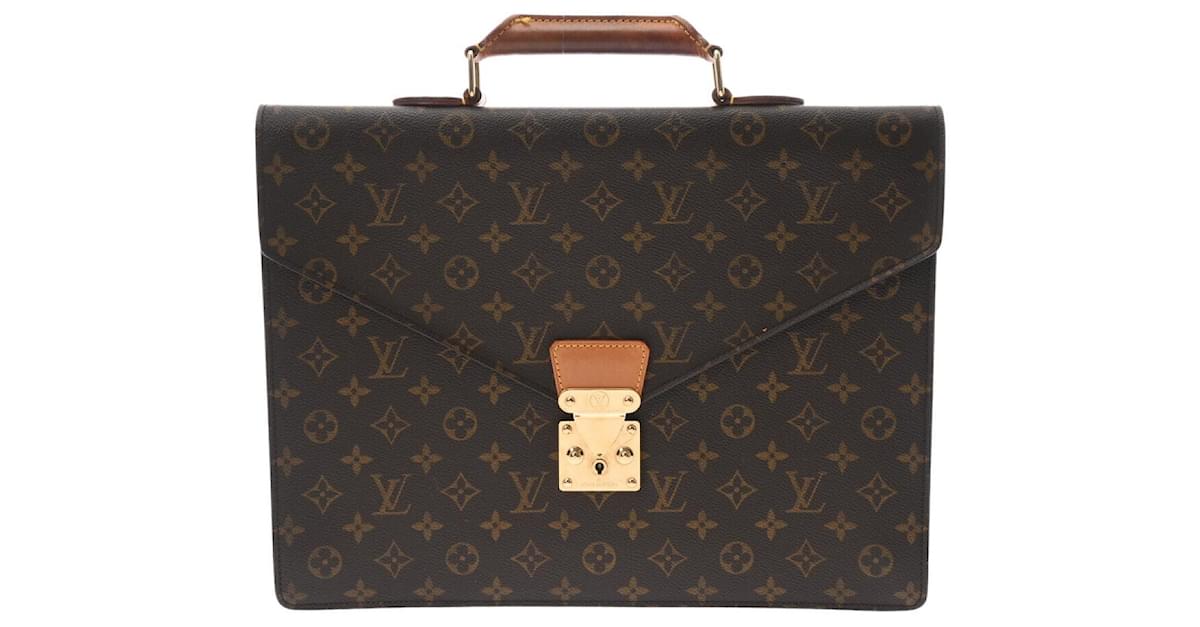 Louis Vuitton Brown Monogram Canvas Laptop Bag Briefcase Serviette