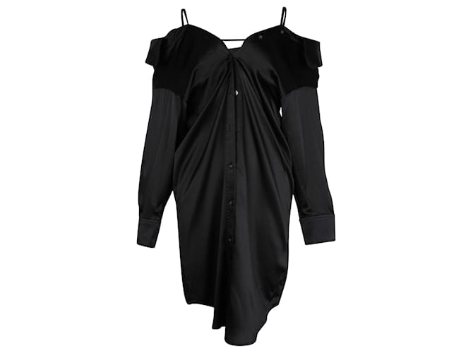 Alexander Wang Off Shoulder Shirt Dress in Black Silk ref