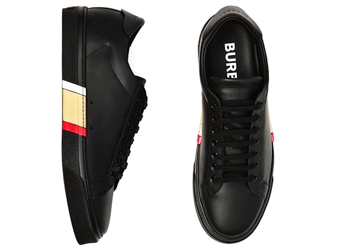 Leather Sneakers Black Burberry Shoes Burberry Burberry Ramsey