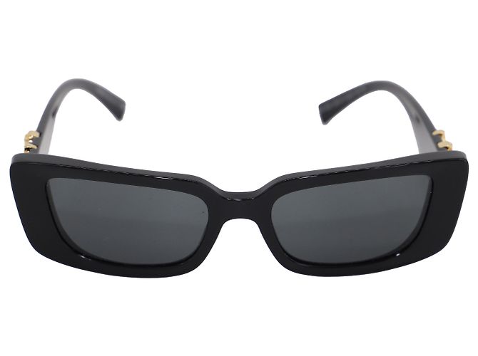 Versace Virtus Rectangular Sunglasses In Black Acetate  display picture 3