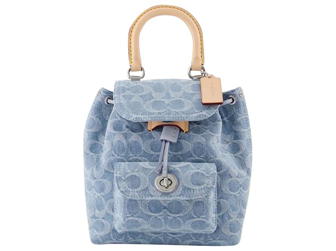 coach denim riya backpack 21 in Signature Coach Original Denim Black /