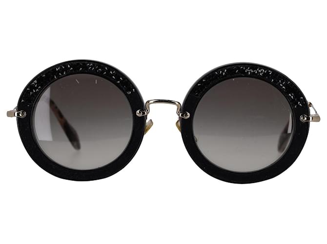 Miu Miu SMU 08R Gradient Round Sunglasses in Black Acetate