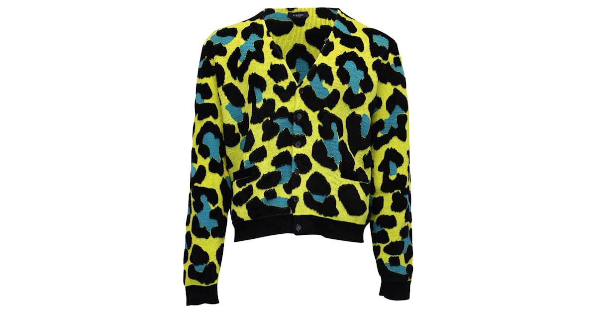 Louis Vuitton Leopard Silk-Front V-Neck Cardigan