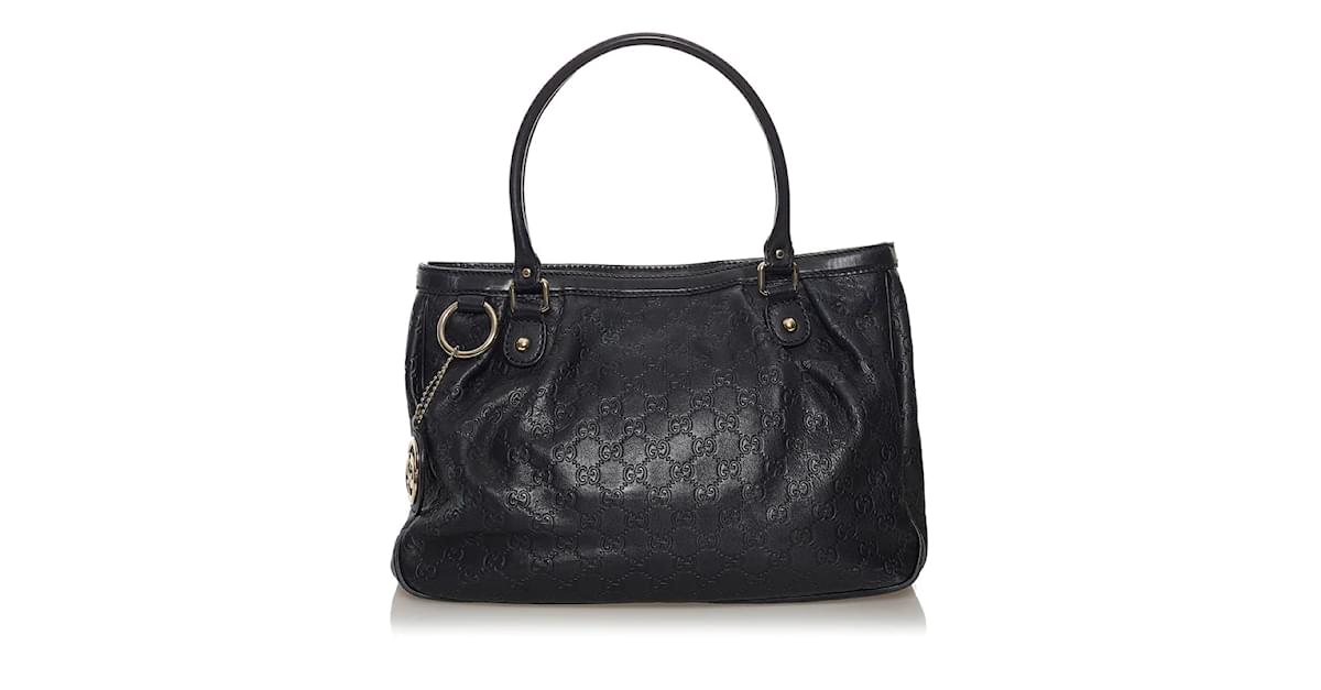 Gucci Sukey Guccissima Leather Tote, Black, Size Medium