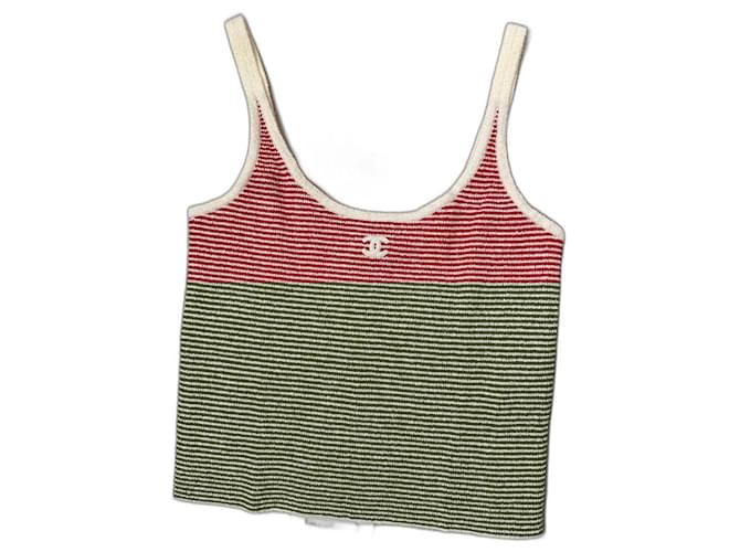 Red Vintage CHANEL 赤 リブ編み タンクトップ Chanel Runway Red Tank Top 23C - BOPF | Business of Preloved