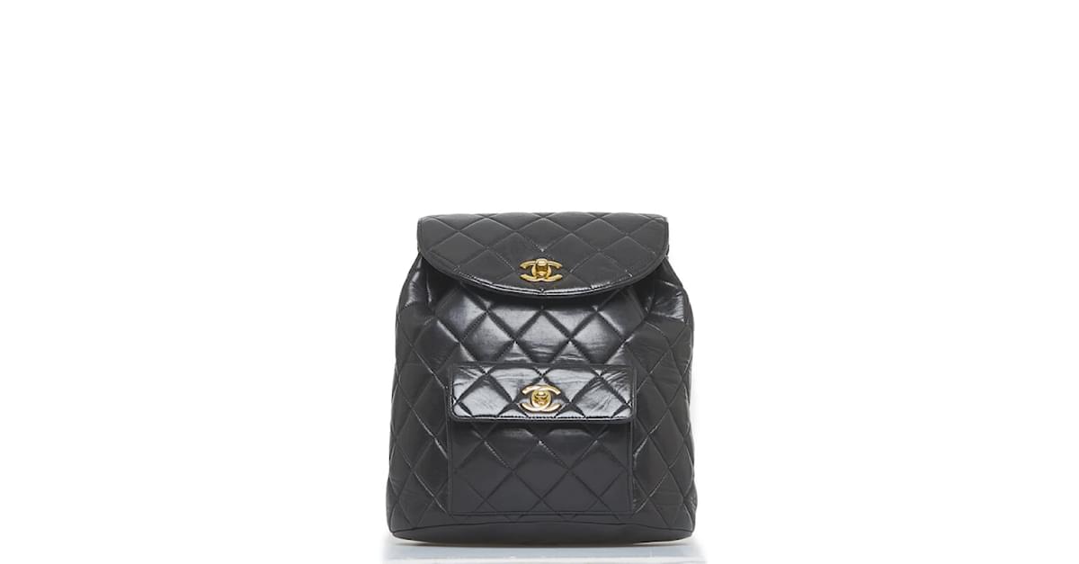 Chanel Matelasse Leather Backpack Black Lambskin ref.905813 - Joli