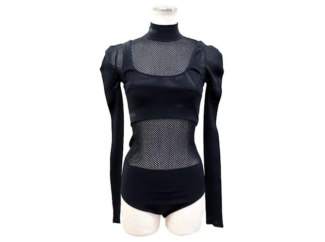 Fendi mesh body suit tank top Black Nylon ref.906478 - Joli