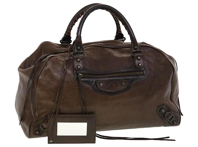 BALENCIAGA Boston Bag Leather Brown Auth ki2859 ref.906534 - Joli