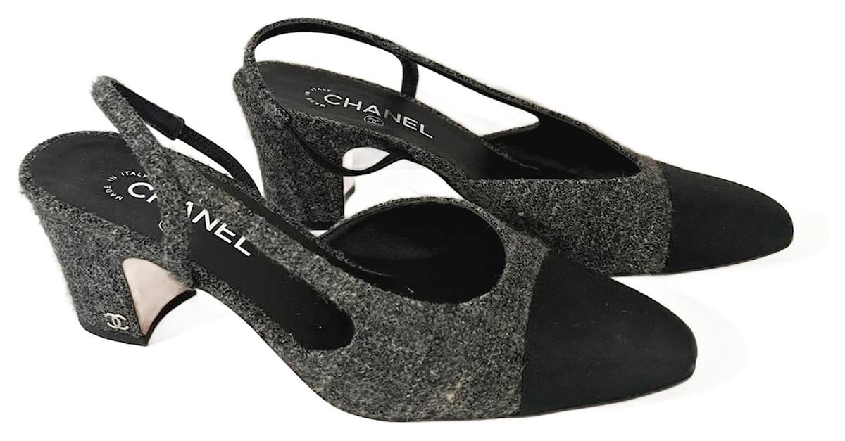 Chanel on sale slingback grey