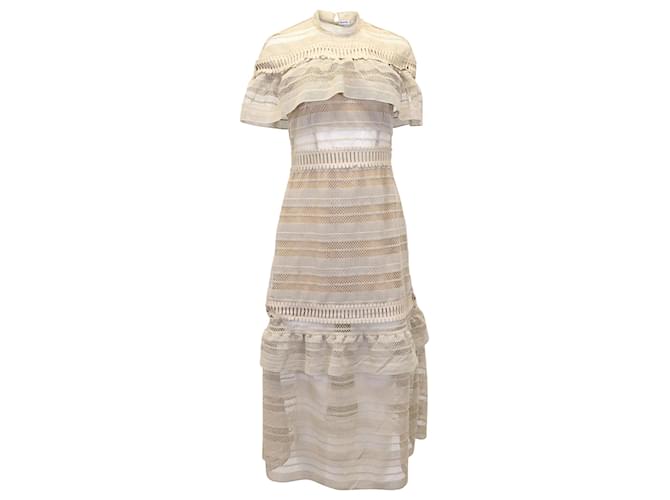 Self portrait Self-Portrait Frill-Yoke Lace Midi Dress in Nude Polyester Flesh ref.JC908873 (Sold) - Joli Closet Self portrait Self-Portrait Frill-Yoke Lace Midi Dress in Nude Polyester Flesh ref.JC908873 (Sold) - Joli Closet