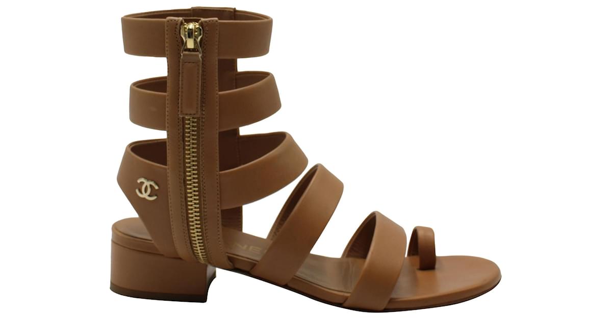 Chanel Gladiator Sandals in Brown Leather ref.909137 - Joli Closet