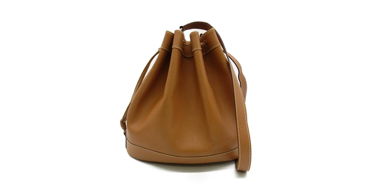 Hermès Courchevel Market Bucket Bag Brown Leather Pony-style