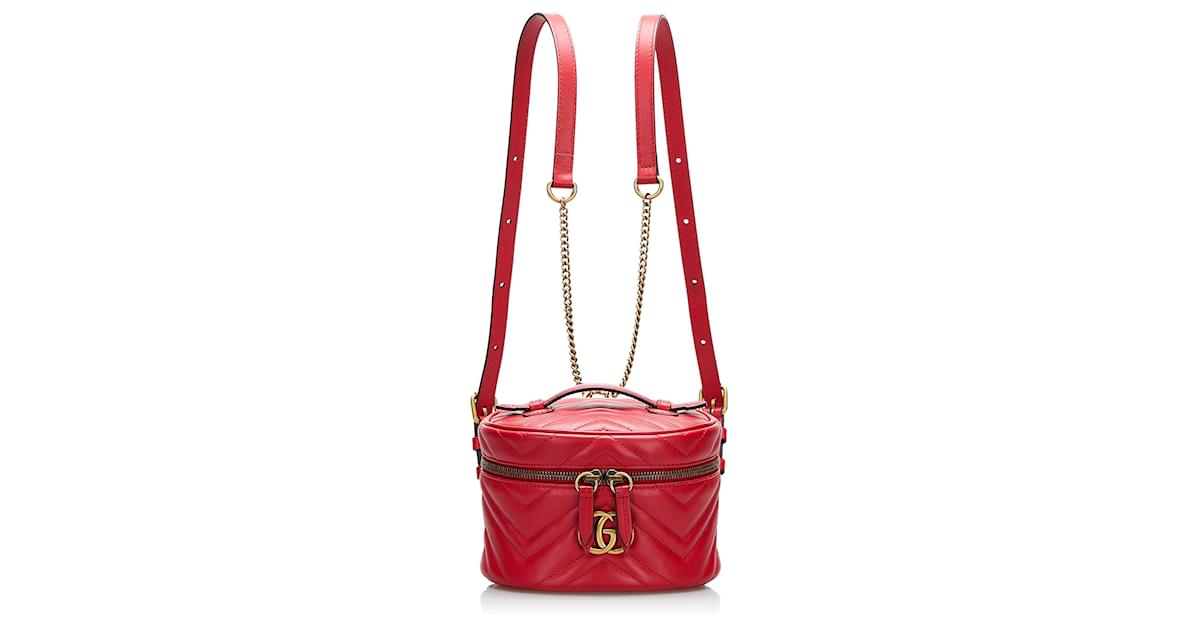 Gucci GG Marmont Matelesse Mini Round Backpack Red 598594