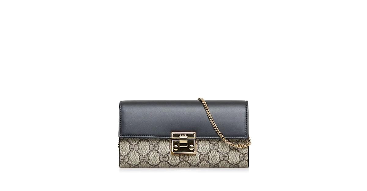 Gucci GG Supreme Padlock Wallet On Chain 453506 Beige Cloth ref.912499 Joli Closet