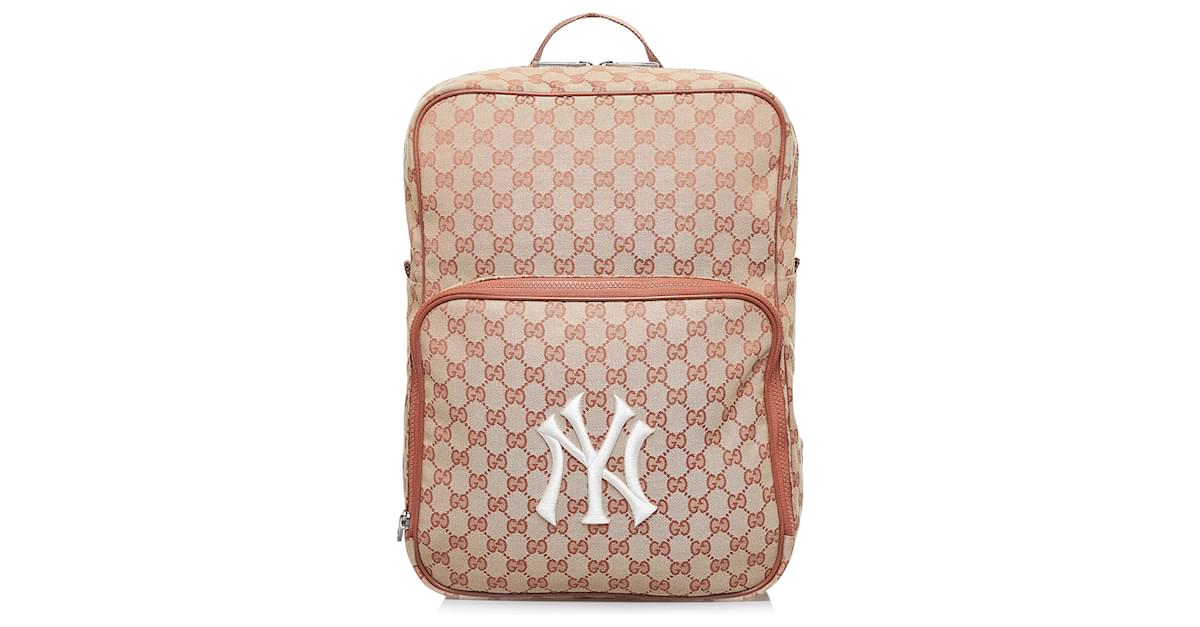 Gucci x MLB GG Canvas NY Yankees Backpack - Brown Backpacks