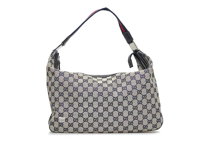 Gucci GG Canvas Web Shoulder Bag 146243 Grey Cloth ref