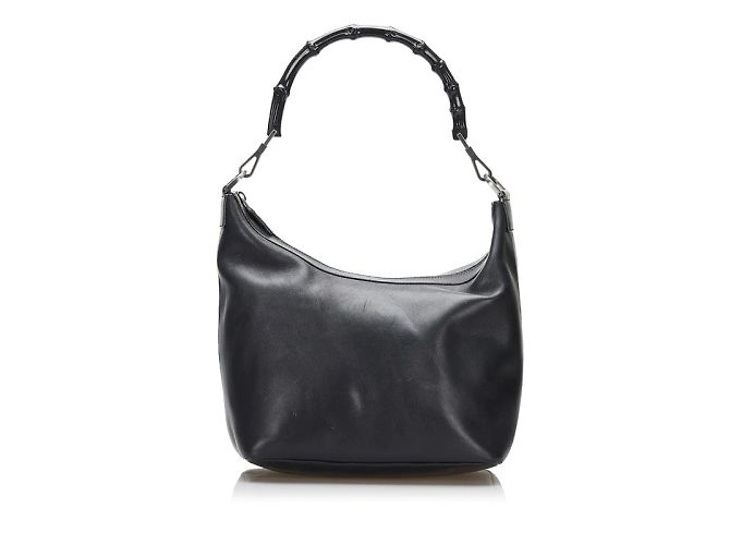 Gucci Bamboo Leather Shoulder Bag 000 0531 Black Pony-style calfskin ...