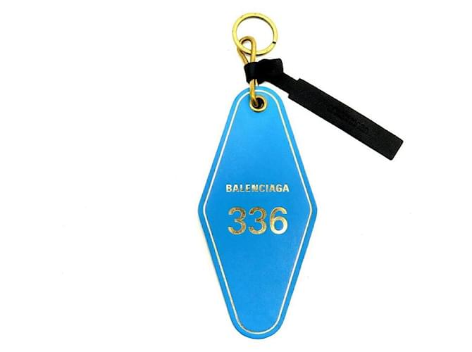NEW BALENCIAGA KEYRING 477432 BLUE LEATHER NEW BLUE LEATHER