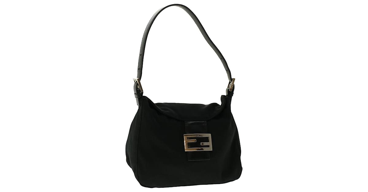 FENDI BLACK NYLON MINI SHOULDER BAG