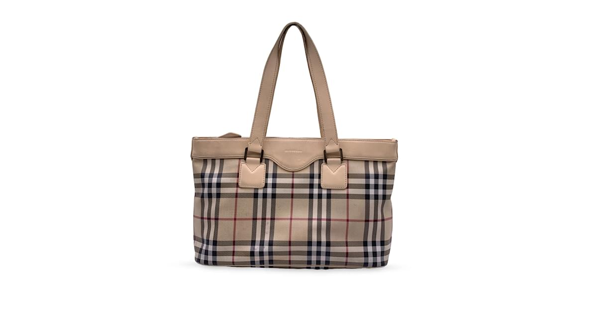 Burberry Beige Nova Check Canvas Handbag Tote Bag Cloth ref.917822 - Joli  Closet