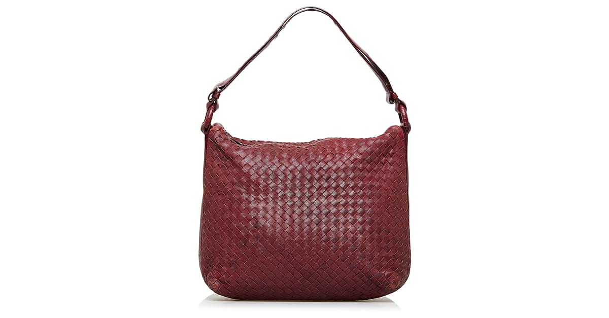 BOTTEGA-VENETA-Intrecciato-Leather-Shoulder-Bag-Red – dct