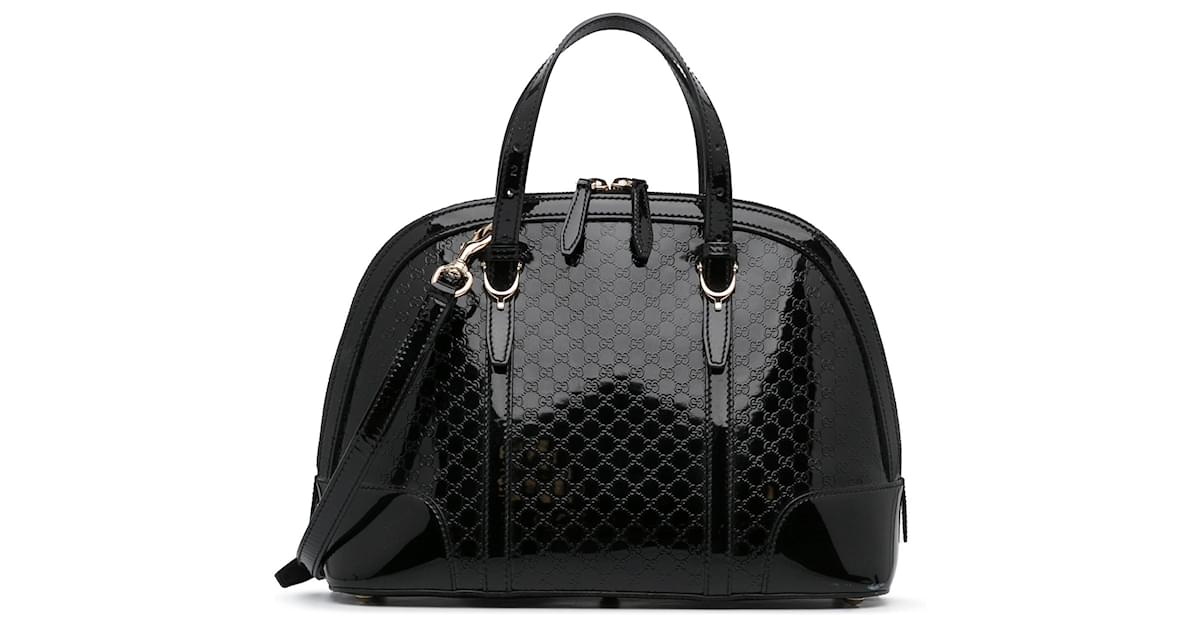 Gucci Black Microguccissima Nice Satchel Leather Patent leather