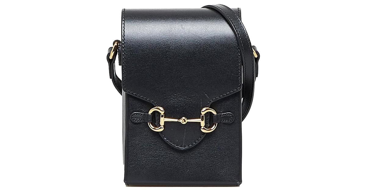 Gucci Black Mini Horsebit 1955 Crossbody Bag Leather Pony-style calfskin  ref.920292 - Joli Closet