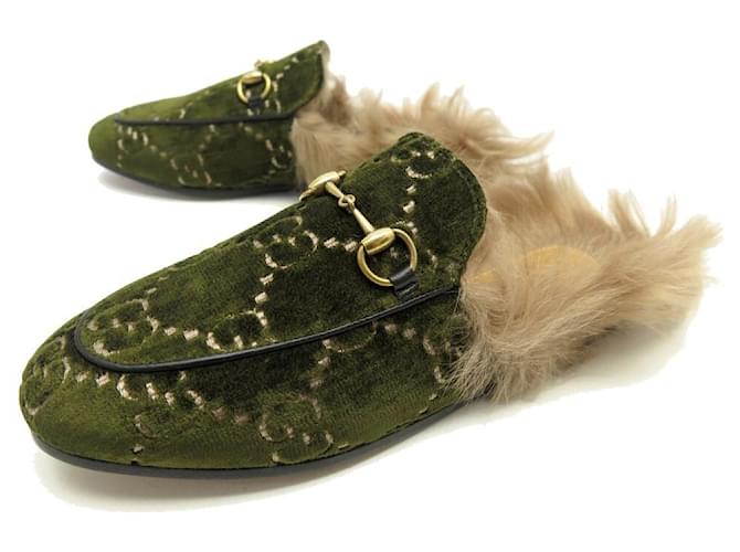 NEW GUCCI PRINCETOWN GG VELVET SHOE 36 37 EN MULES 448657 Slippers