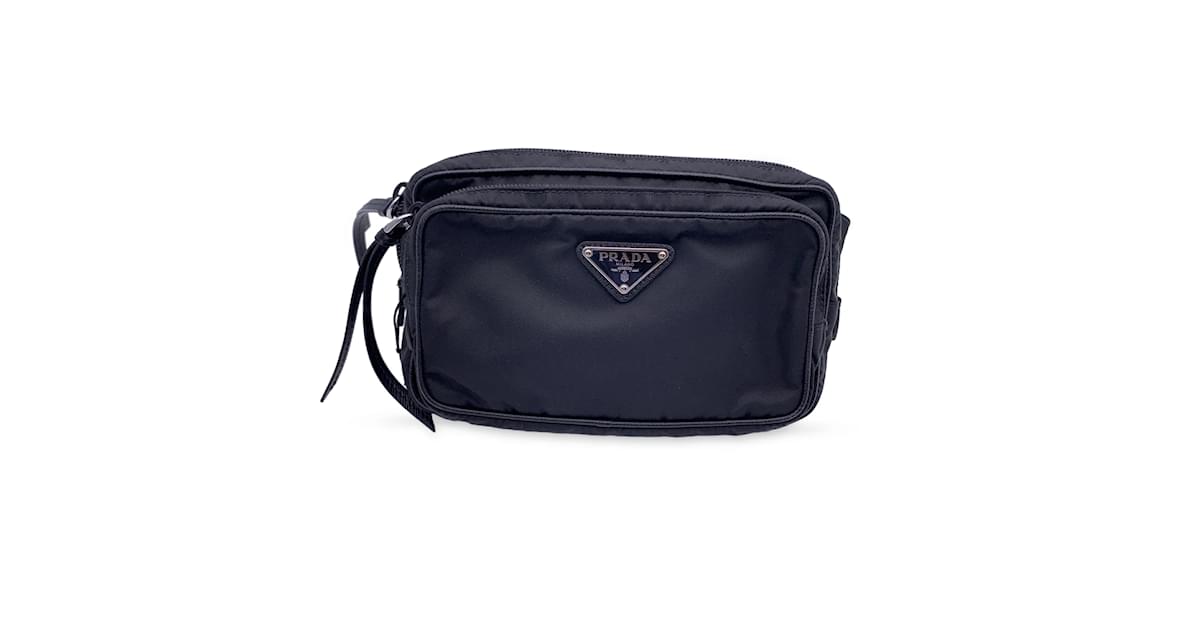 Prada Saffiano-Trimmed Tessuto Mini Camera Bag - Black Crossbody
