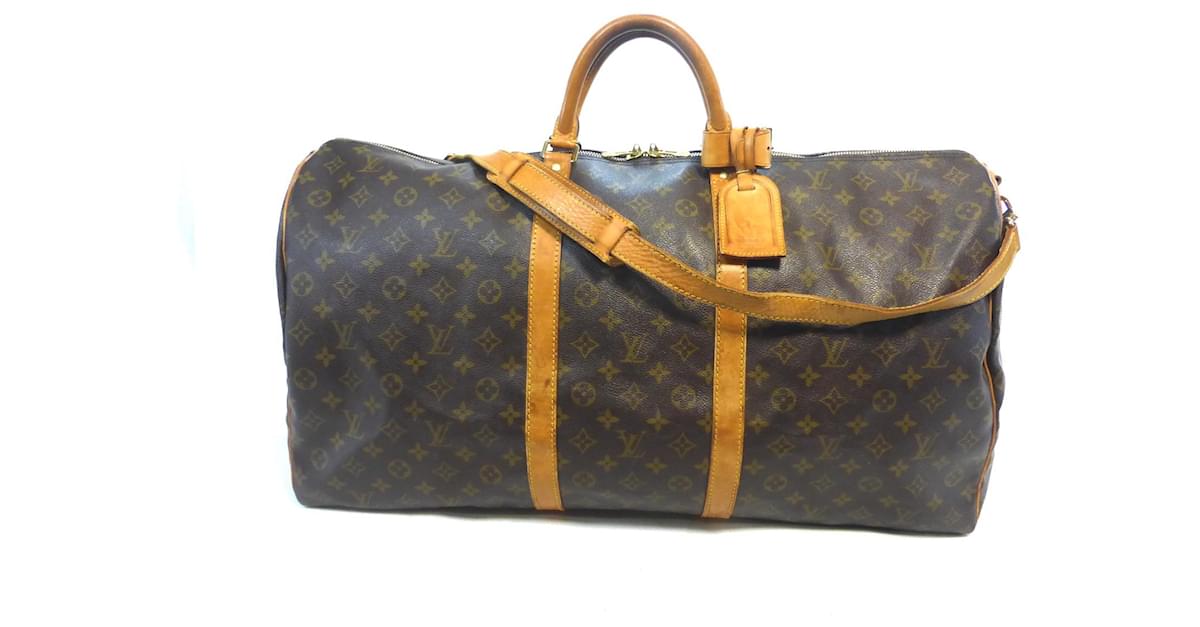 Louis Vuitton keepall 60 Monogram shoulder strap - VI0954 Brown Leather  ref.921511 - Joli Closet