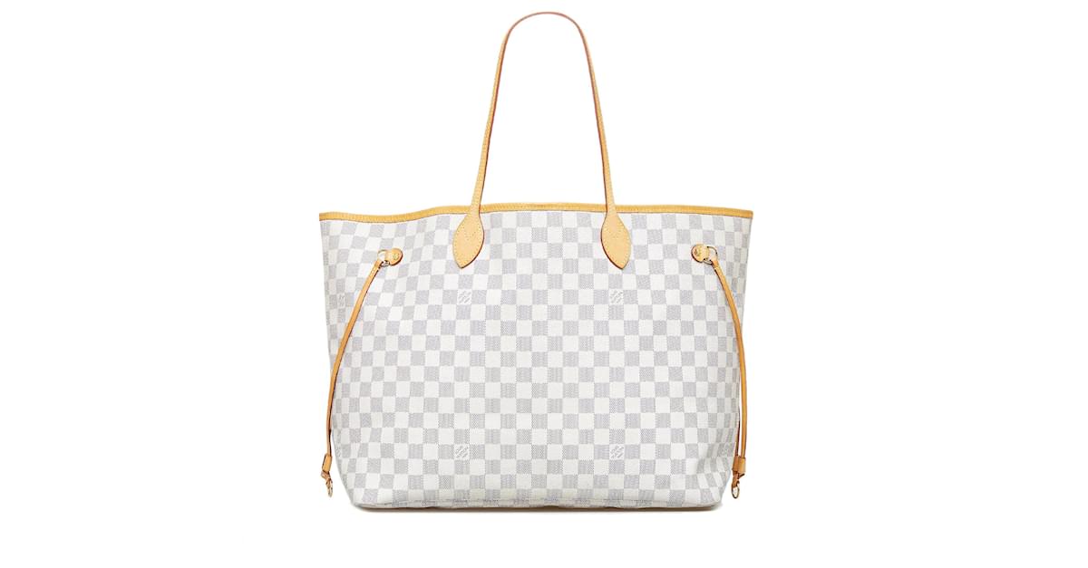 Louis Vuitton White Damier Azur Neverfull GM Leather Cloth ref.922112 -  Joli Closet