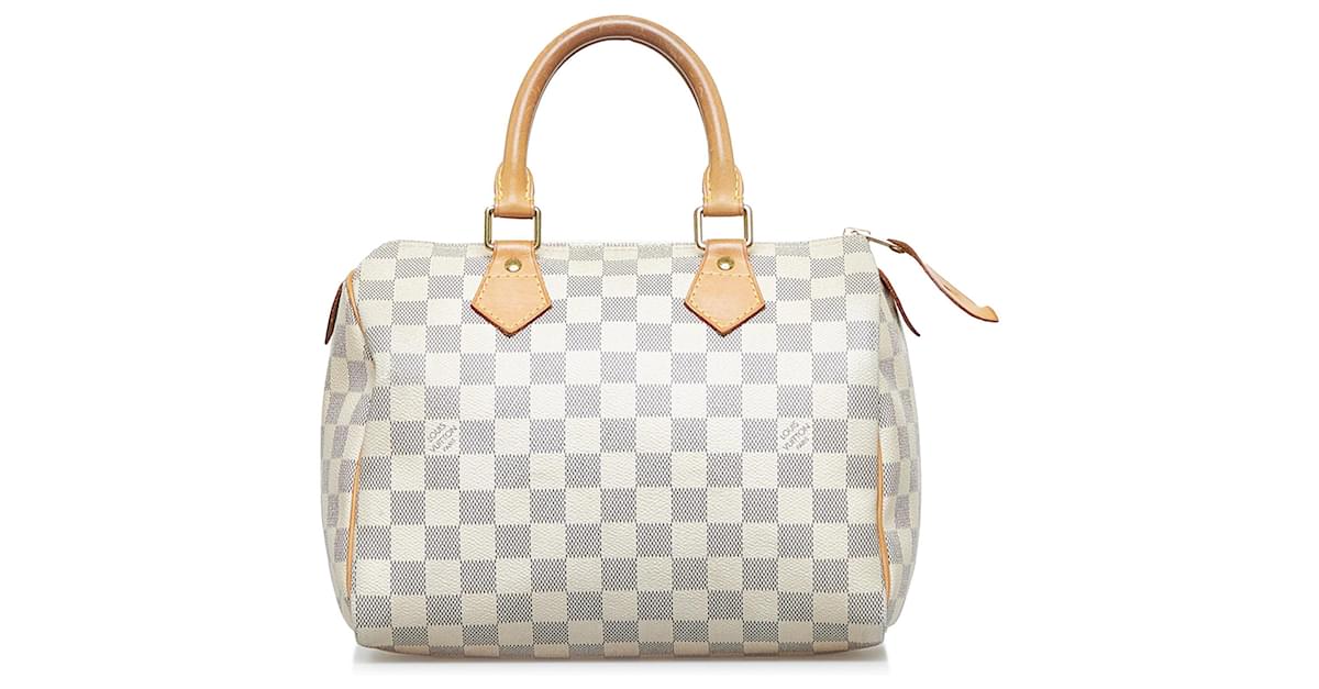 Louis Vuitton White Damier Azur Speedy 30 Leather Cloth ref.976320