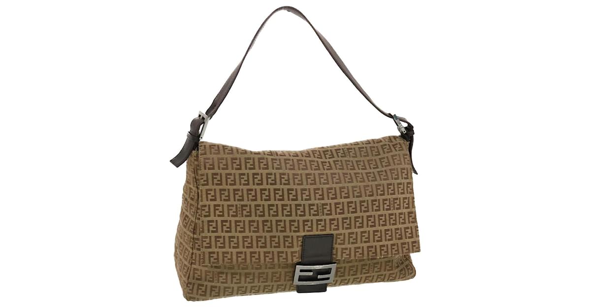 FENDI ZUCCHINO MAMMA BAGUETTE BROWN CANVAS SHOULDER BAG – in2retro