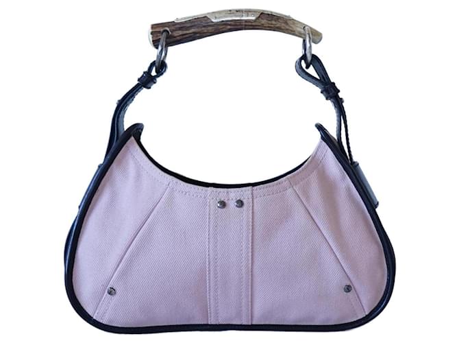 Yves Saint Laurent Mombasa bag Brown Pink Leather Cloth ref