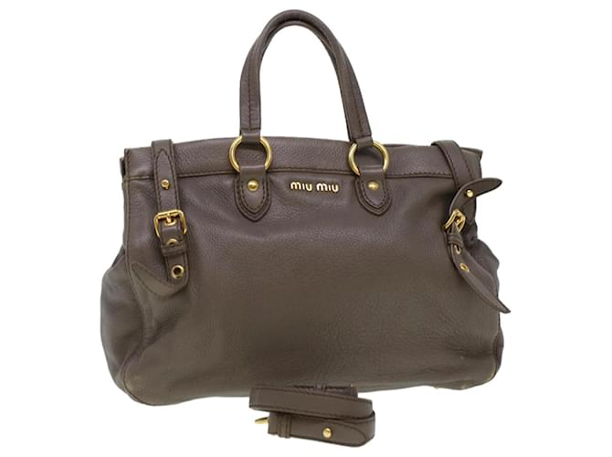 トップブランドのファッション Bag Hand Miu Miu Leather ref Grey am4332 Auth Gray 2way バッグ